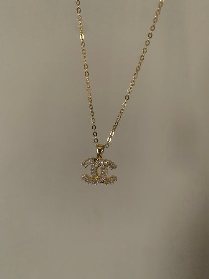 CC golden rhinestone necklace