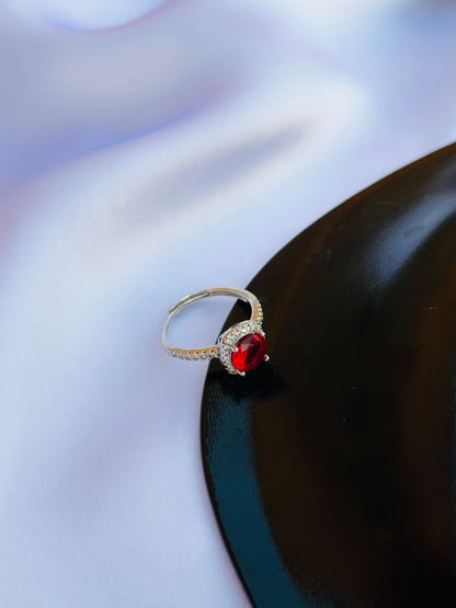 Ruby red adjustable ring