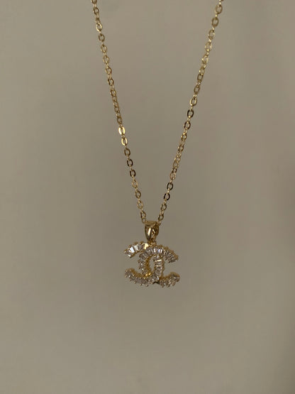 CC golden rhinestone necklace