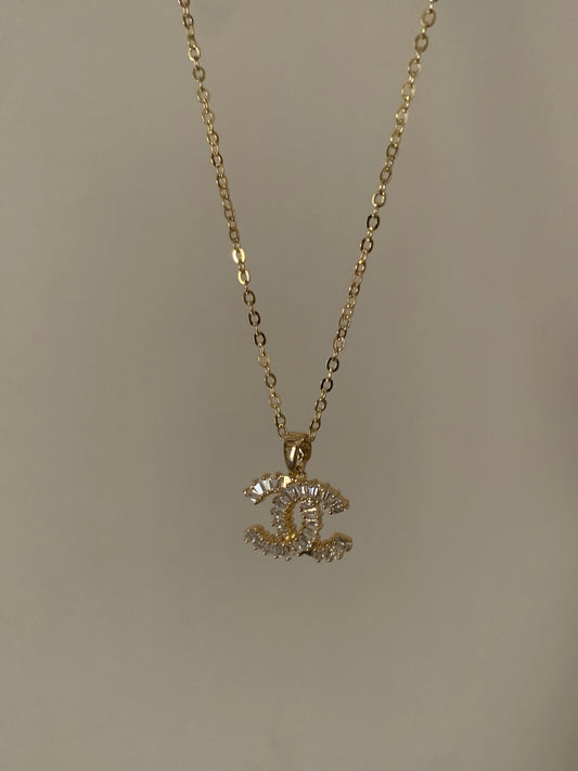 CC golden rhinestone necklace