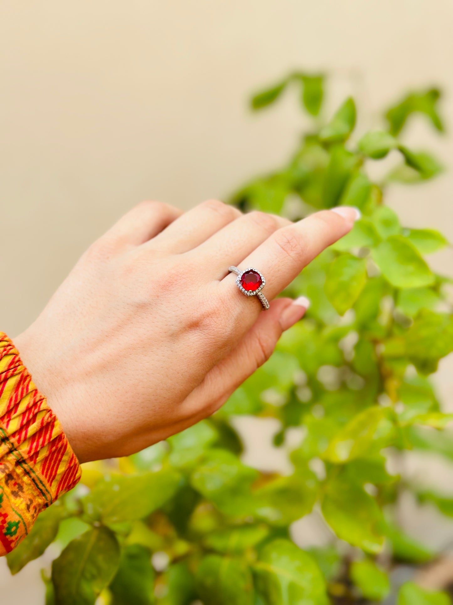 Ruby red adjustable ring