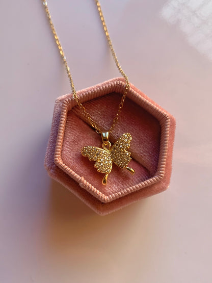 Golden butterfly necklace