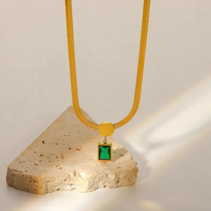 Emerald green herringbone necklace