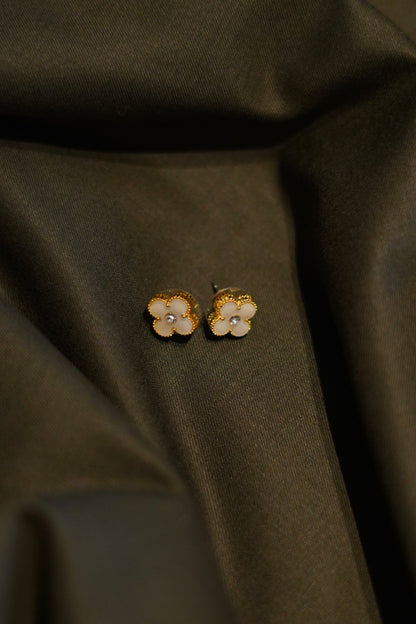 White clover studs with stone